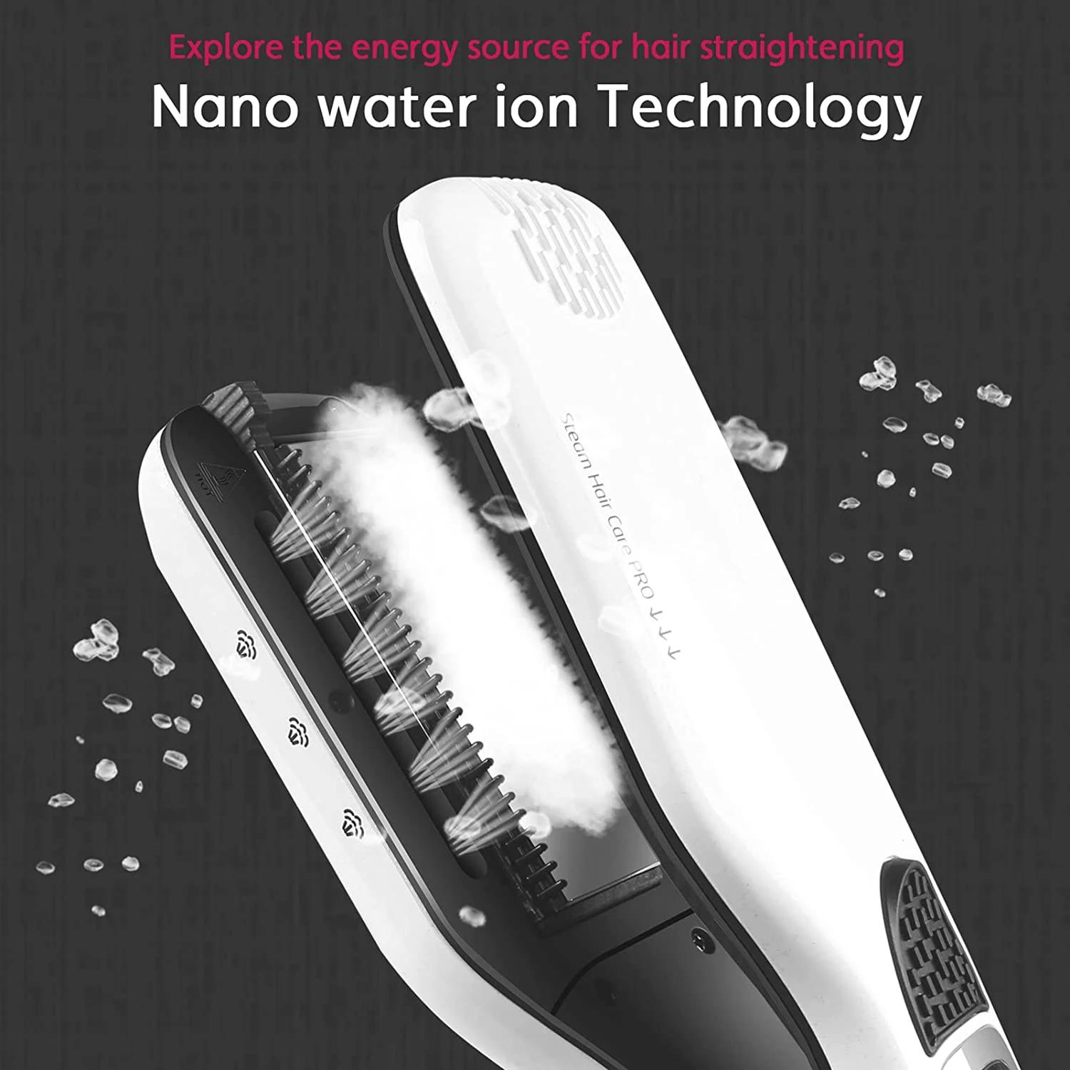 Lisseur électrique à vapeur professionnel en céramique, large fer plat pour friser les cheveux, plaq