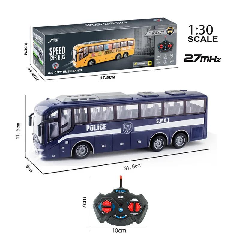 Bus électrique télécommandé 1/30 Rc, voiture avec Tour léger, modèle de ville scolaire 27Mhz, Machin