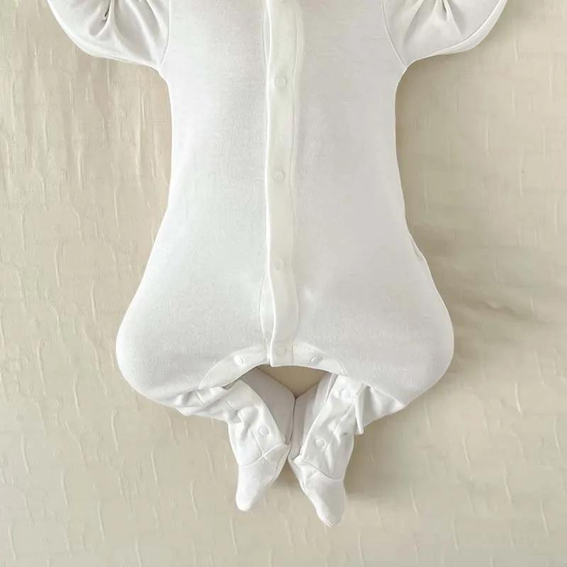 Ensemble pour nouveau-né garçon et fille, 100% coton, manches longues, couleur unie, barboteuse, cha