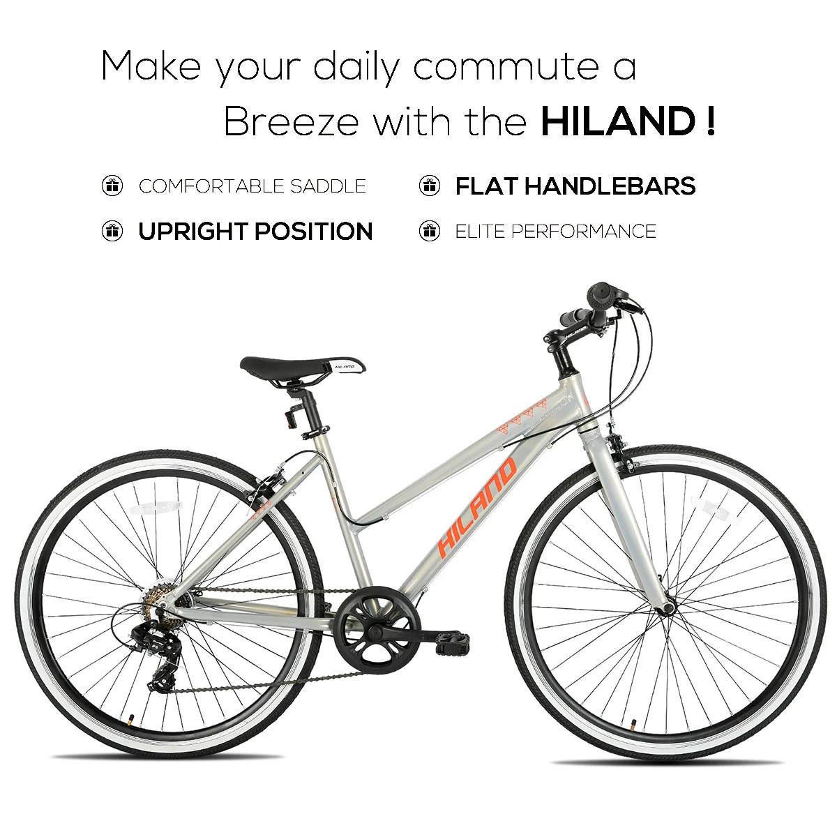 Hiland-Vélo Hybride avec Cadre en Aluminium pour Homme et Femme, Roues 700C, Vélo de Ville, Vélo de