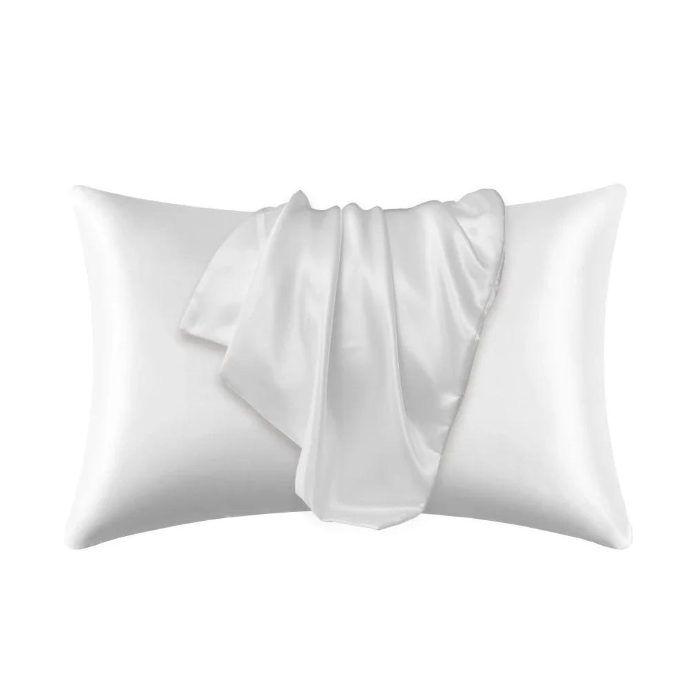 Taie d'oreiller nordique en soie, blanc, noir, gris, kaki, bleu, rose, argent, taies de luxe, décora