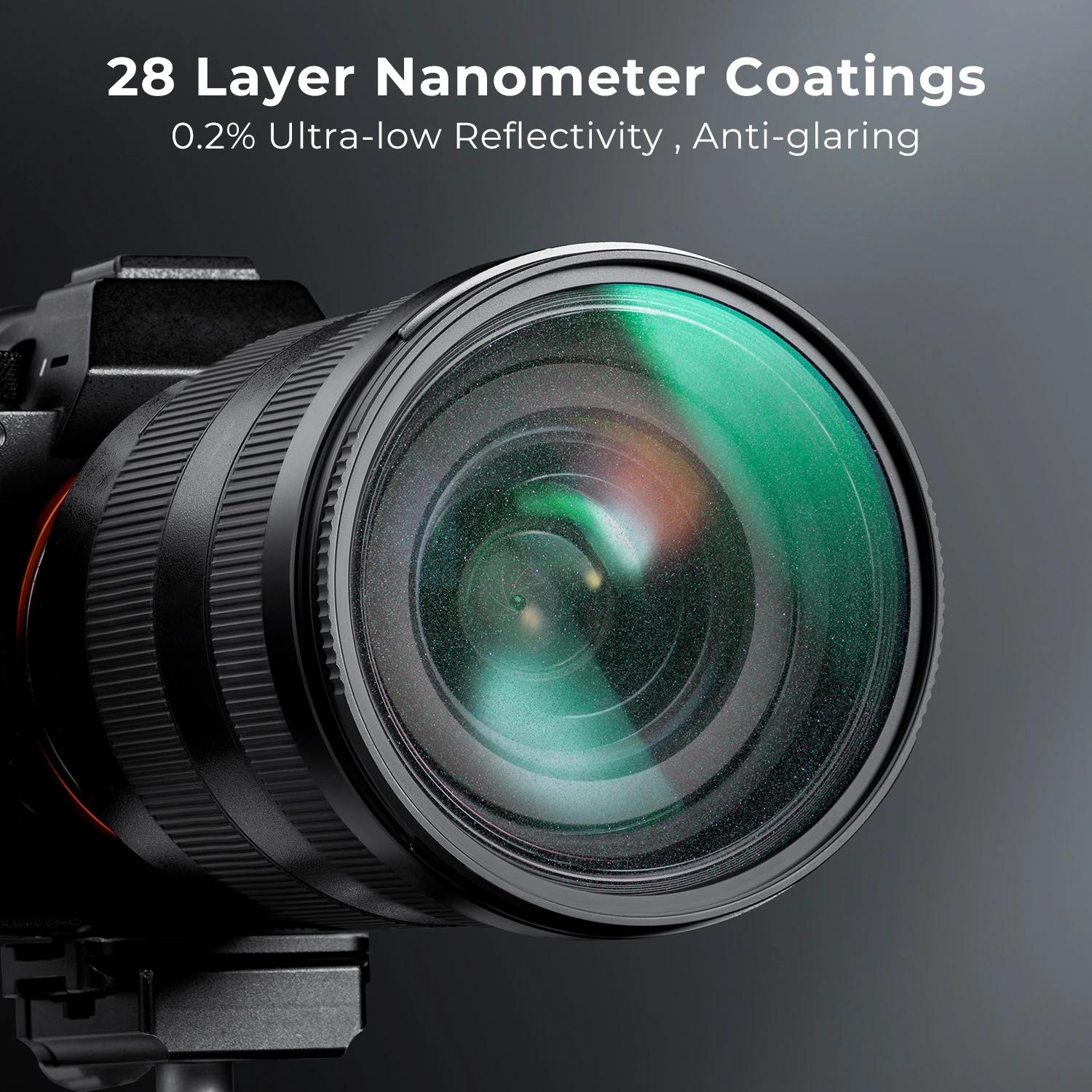 Filtre en verre miroir micro-lumineux K&F CONCEPT 49-82mm Shimmer Diffusion 1 pour objectifs d'appar