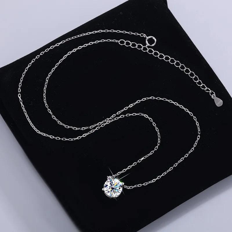 Moissanite Dia 6.5mm 0.5-5CT femme pendentif argent collier pour femmes chaînes fête mariée bijoux f