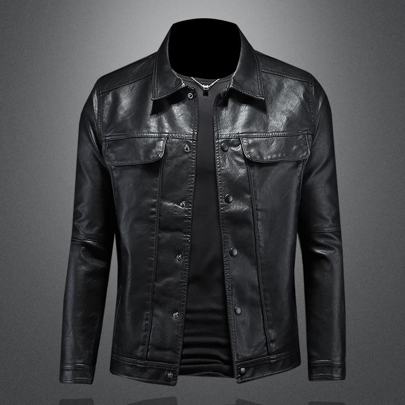 2024 Automne et Hiver Nouveau Hommes De Mode Beau avec Solide document Boutique Revers Moto Manteau