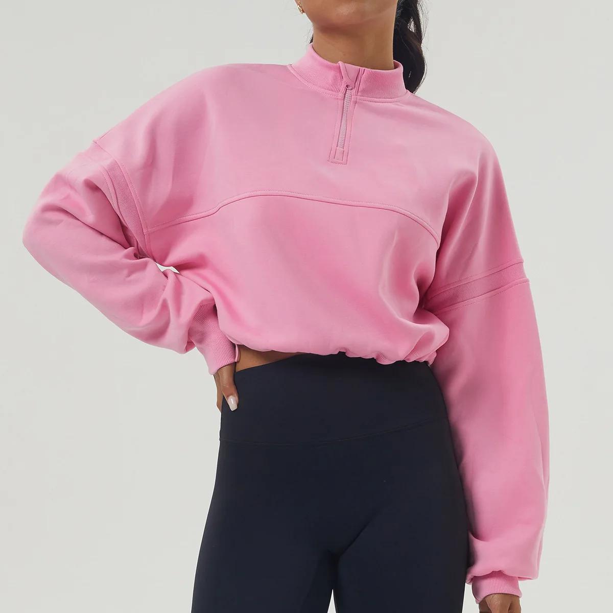 Sweat-shirt à manches longues pour femme, haut de course surdimensionné, vêtements d'entraînement fé
