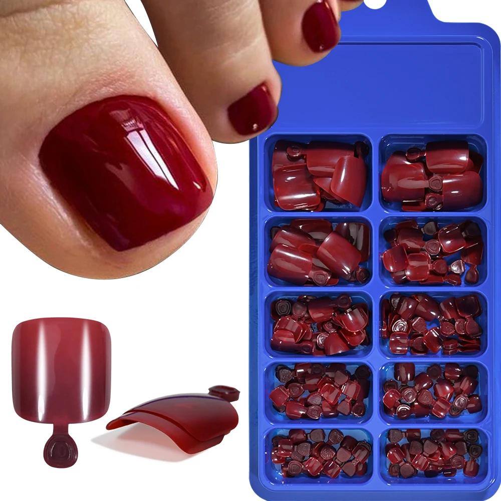 100/120 pièces faux ongles français court carré couverture complète faux ongles d'orteil acrylique r
