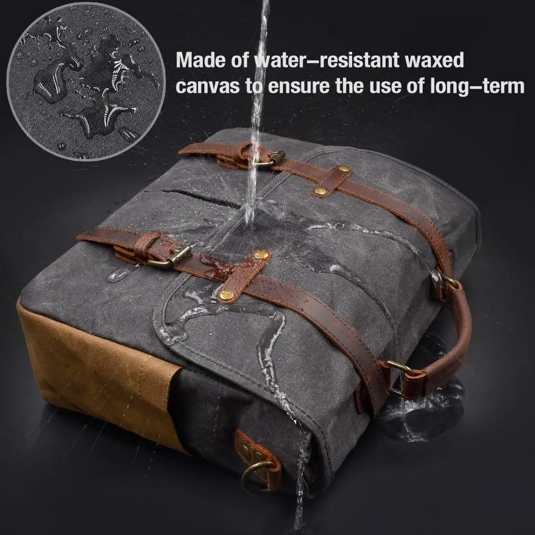 Sac messager de grande capacité pour hommes, sac en toile robuste pour ordinateur portable 15.6 pouc