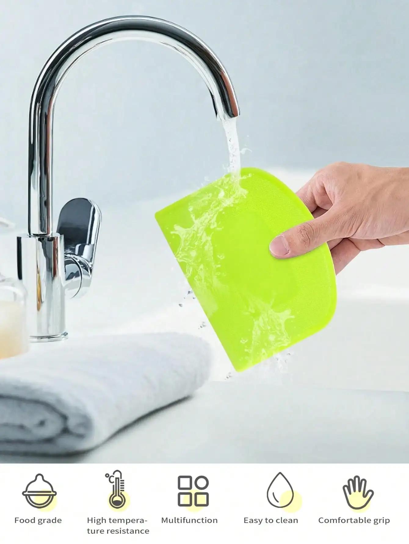 Leeseph 2 pièces bol grattoir à pâte coupe-pâte en plastique sûr aux aliments banc Flexible grattoir