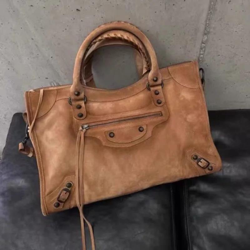 Sac en daim vintage tendance, design unisexe, sac à main décontracté polyvalent, sac bandoulière pou