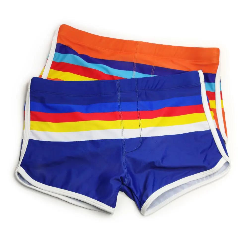 Maillot de bain à rayures pour hommes, shorts de surf et de plage, séchage rapide, boxer court, sous