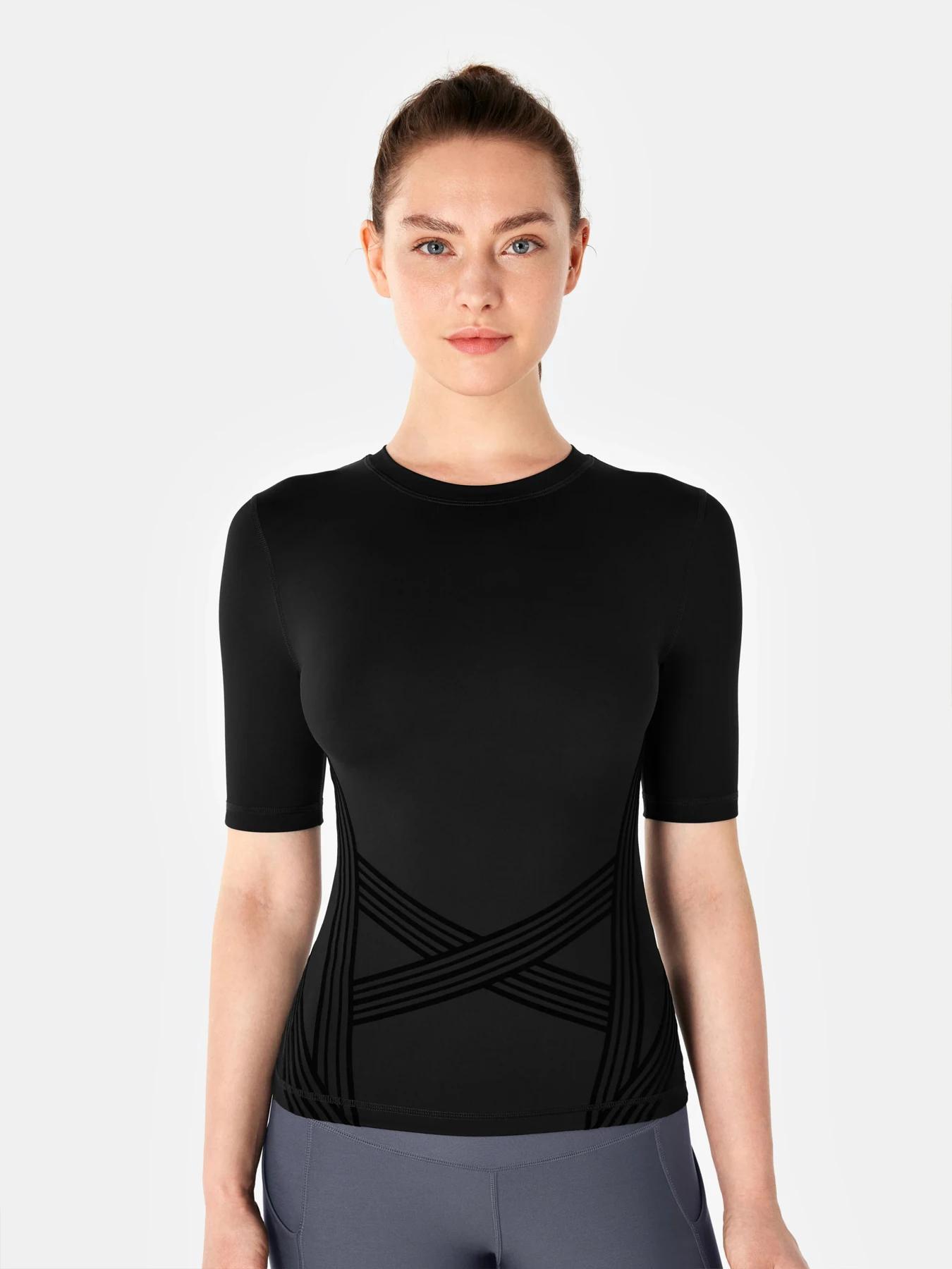 T-shirt respirant à manches courtes pour yoga et fitness