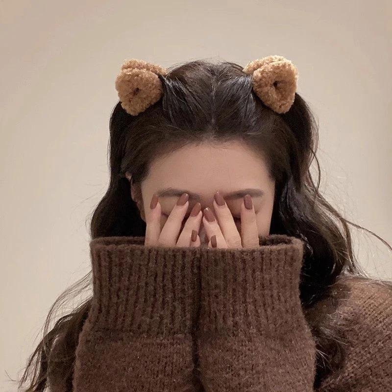 Pinces à cheveux en forme d'oreilles de chat en peluche pour femmes, 2 pièces, doux et mignon, pince