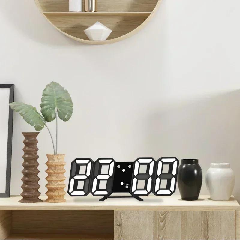Horloge de bureau numérique horloge de bureau électronique décorative murale avec Mode lumineux régl