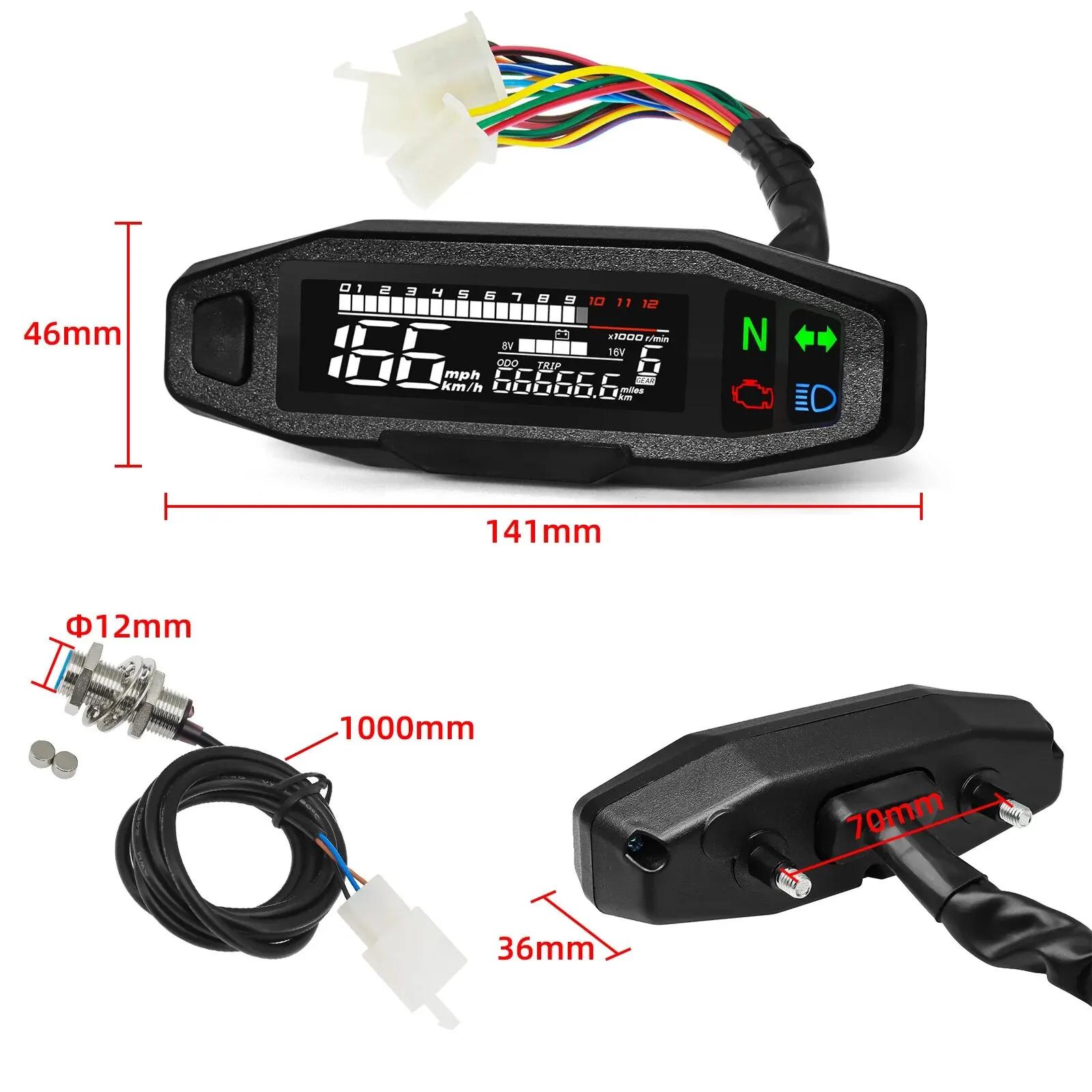 Compteur de vitesse numérique universel pour moto, tachymètre LED, panneau de comptage de carte Prad
