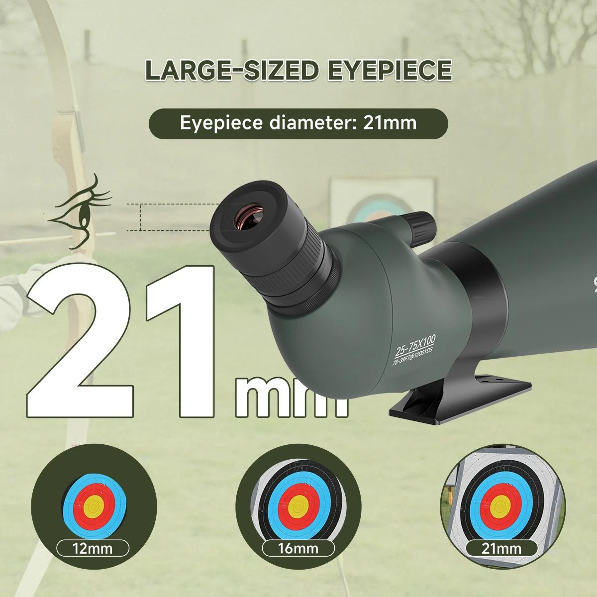 Svbony SV28A Lunette de repérage 25-75x100/20-60x80 FMC Parfaite pour les débutants au tir à l'arc,