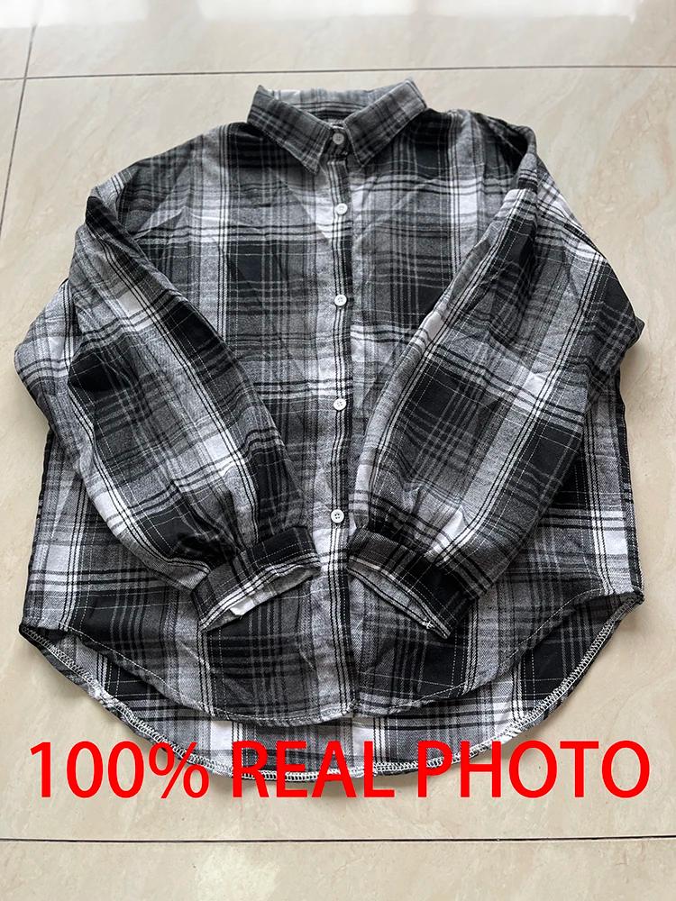 Chemise à carreaux pour femmes, haut à manches longues, Vintage, mode, simple boutonnage, Style Prep