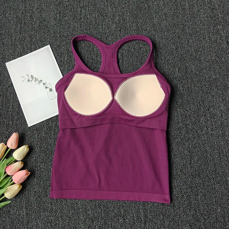 Débardeur de Yoga côtelé sans manches pour femmes, débardeur de gymnastique, Push Up, gilet de Sport