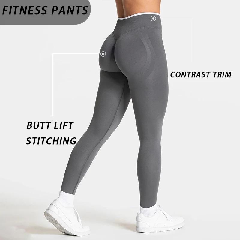 Leggings taille haute sans couture pour femme, effet push-up, avec design colorblock - Extensibles d