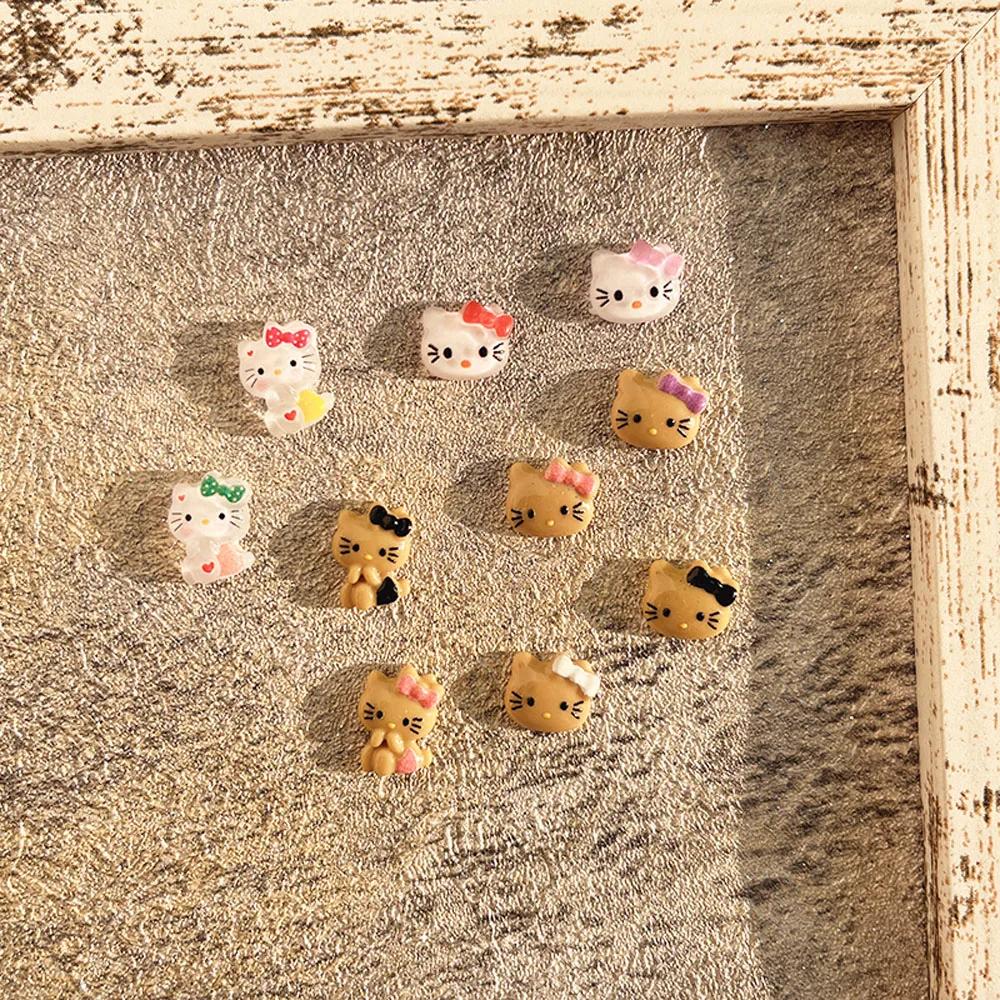 Boîte de 12 compartiments, Mini décorations d'ongles 3D Hello Kitty, Breloques pour nail art Y2K Haw