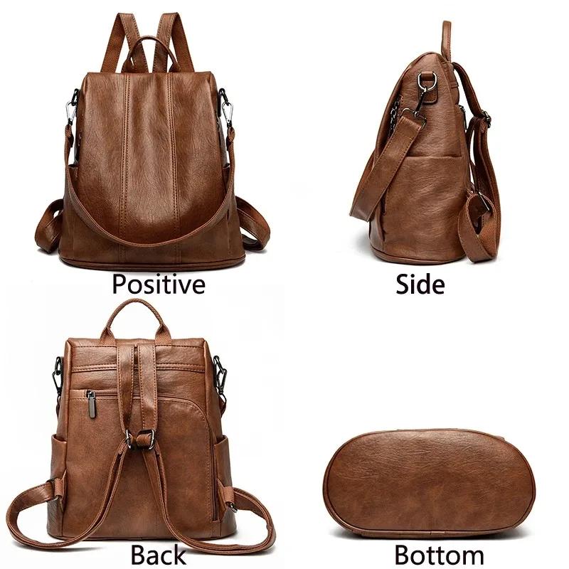 Nouveau sac à dos antivol, sacs à main de haute qualité en cuir souple, sac vintage pour femme, sacs