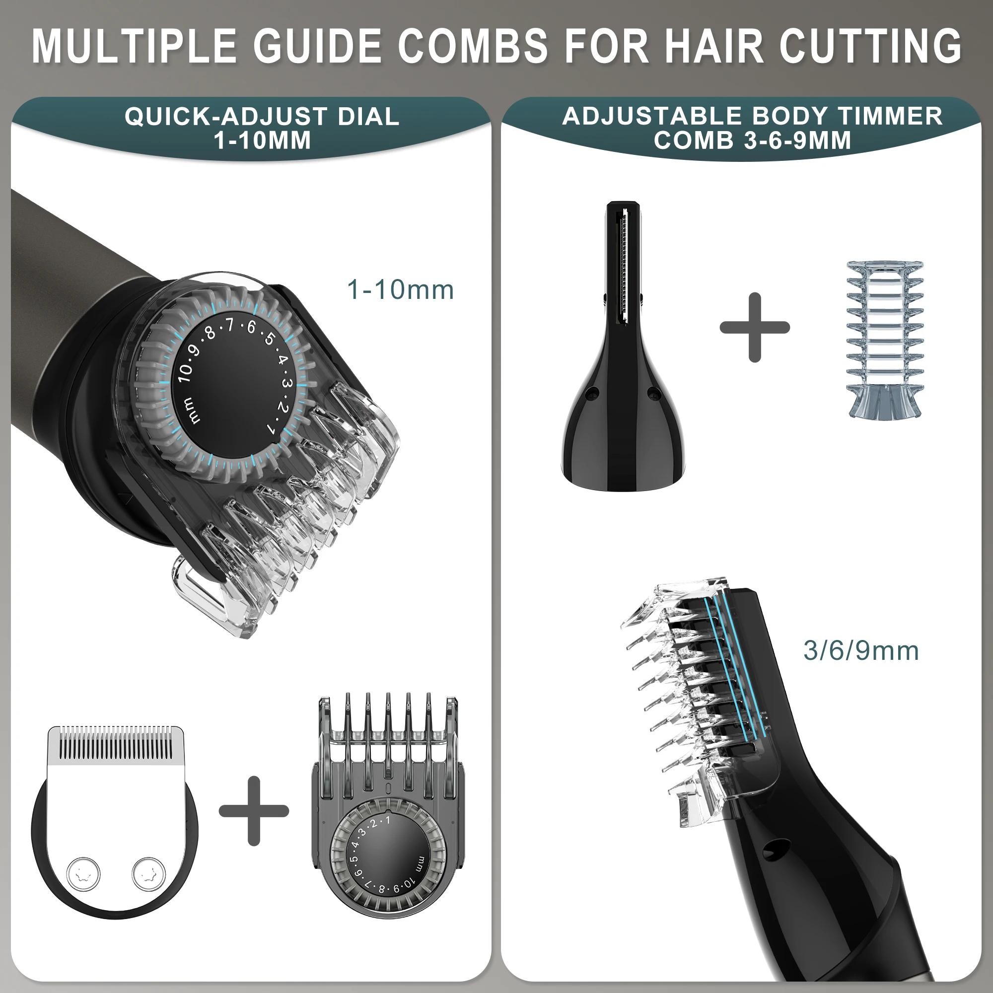 Hatteker-Tondeuse à cheveux électrique tout-en-un pour hommes, ensemble de tondeuse à cheveux, machi