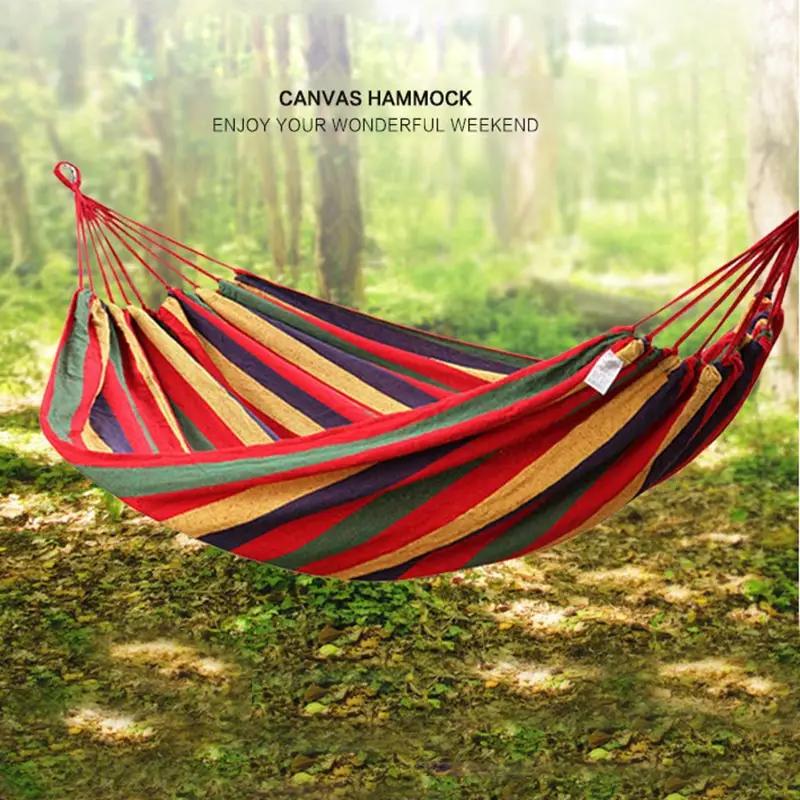 Hamac simple en toile épaisse et large, pour Camping en plein air, sac à dos, balançoire de loisirs,