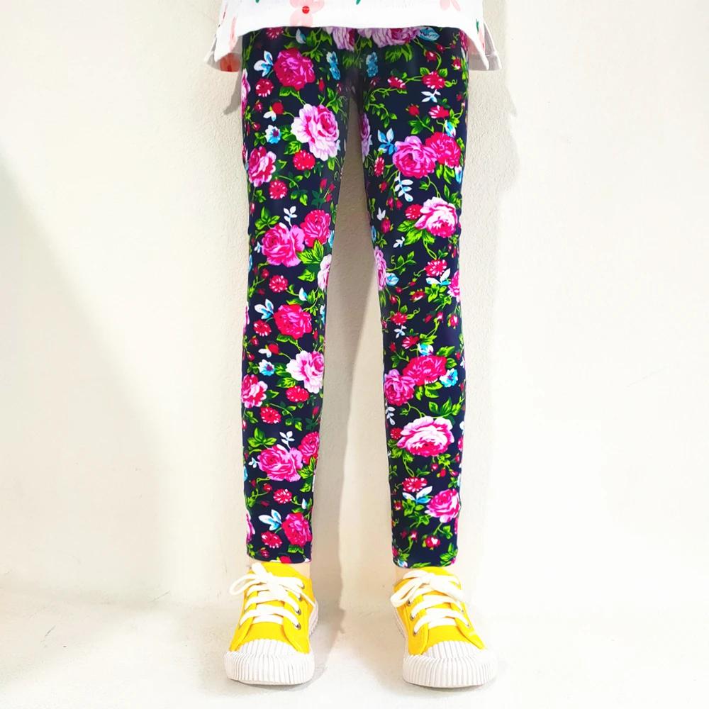 Printemps été filles Leggings enfants pantalons fleur léopard dessin animé imprimé Leggings enfants