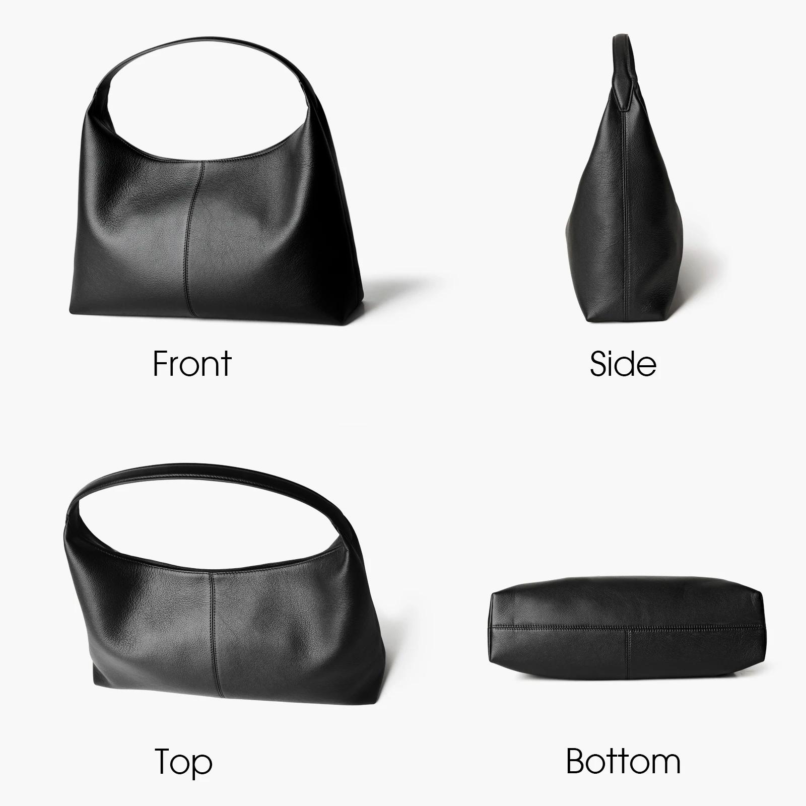 Sac hobo en cuir souple pour femme Donna-in, grande capacité, noir, sac à bandoulière décontracté