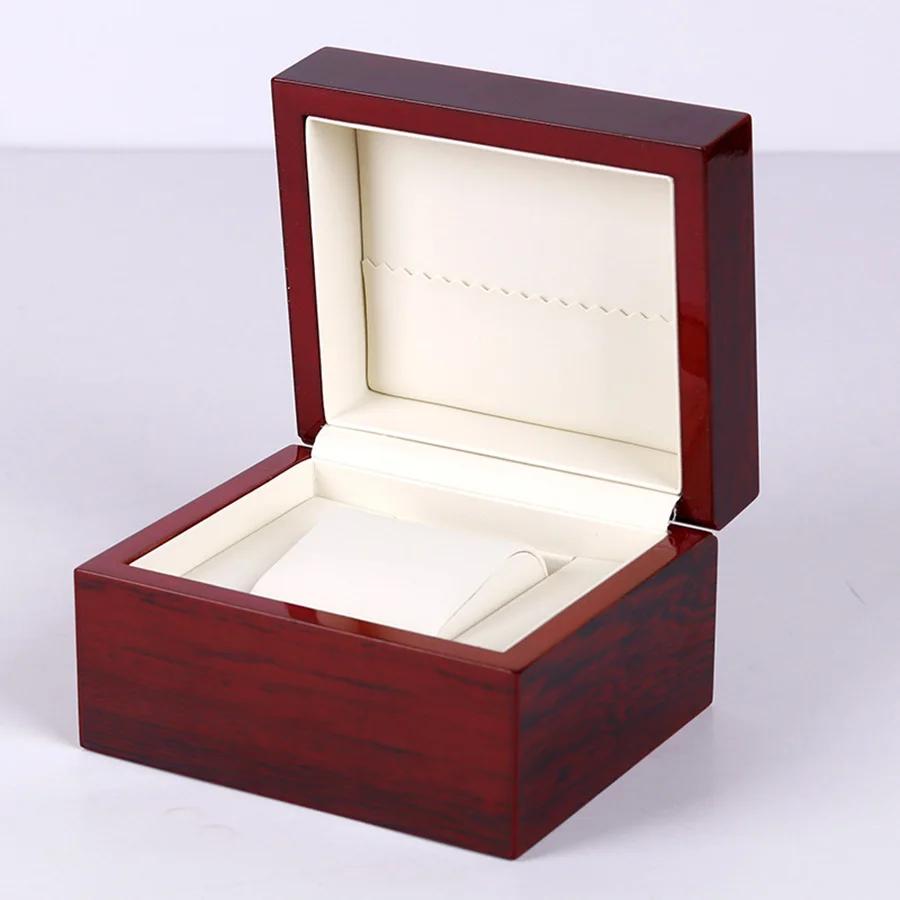 Boîte de rangement haut de gamme pour 1 montre, en bois, peinte en rouge, comme une boîte à bijoux,