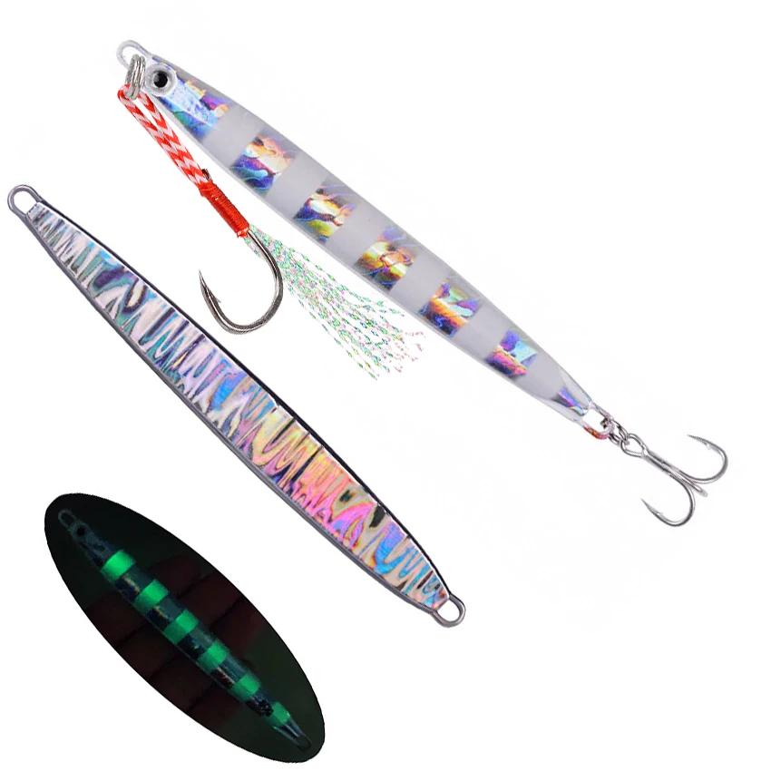 1Pc Long métal gabarit leurre de pêche coulée lente gabarits cuillère 10G 20G 30G 40G 60G bar de mer