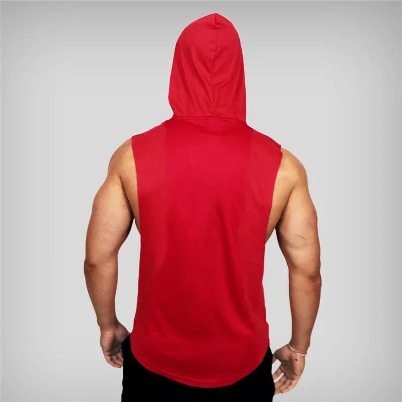Sweat à capuche de musculation pour hommes, débardeur sans manches, de Fitness, de course, Singlets