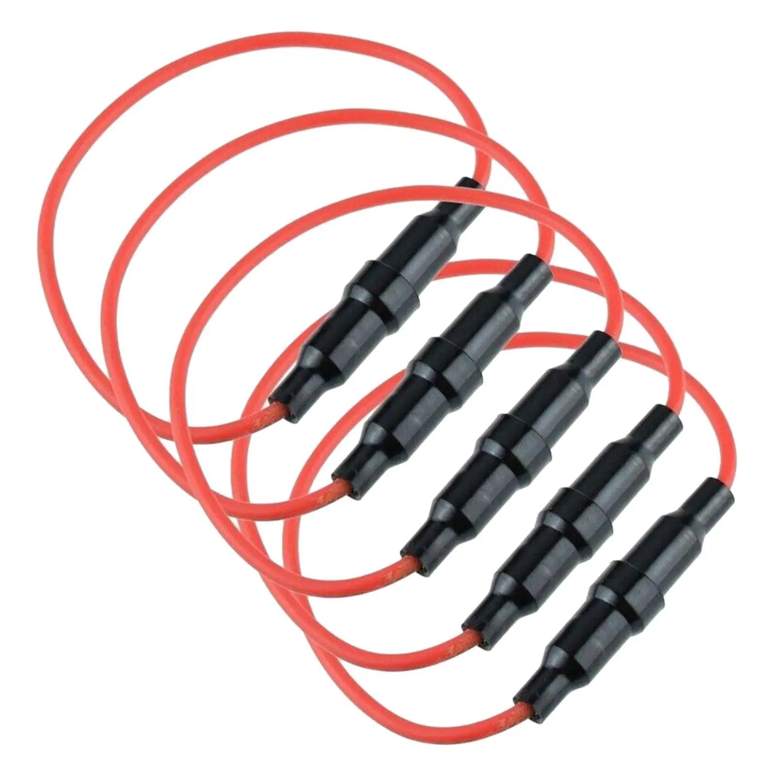 5 pièces porte-fusible 5x20mm étanche Durable 10A noir, 7 pouces de Long 18 calibre AWG fil pour voi
