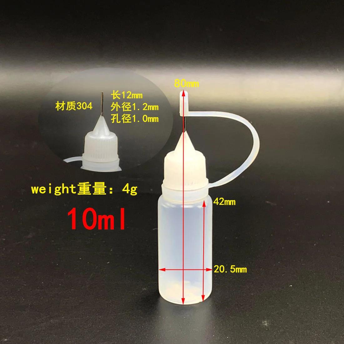 Bouteilles à presser en plastique de 10ml, pointe d'aiguille, applicateur de colle PE, outil artisan