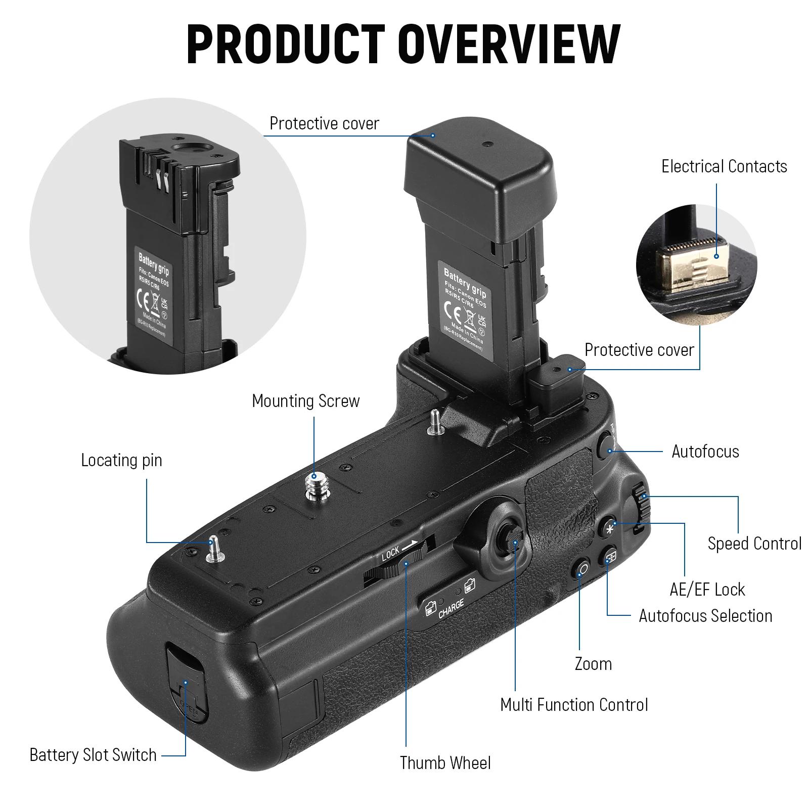 NEEWER – poignée de batterie de remplacement pour appareil photo, pour Canon EOS R5 R5C R6 R6 Mark I