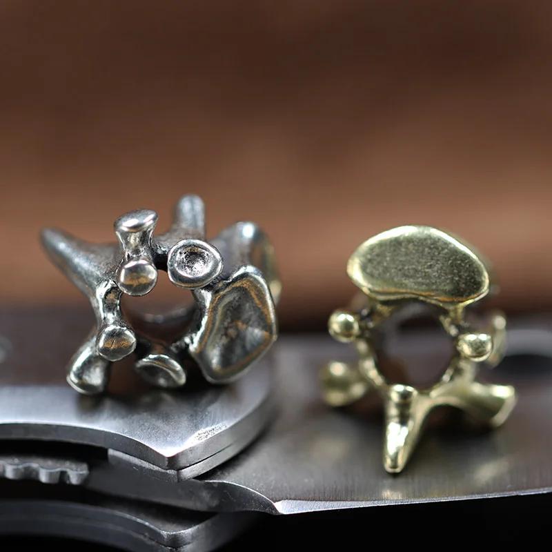 Perles de couteau en laiton en os de colonne vertébrale EDC, paracorde d'extérieur, lanière tissée à