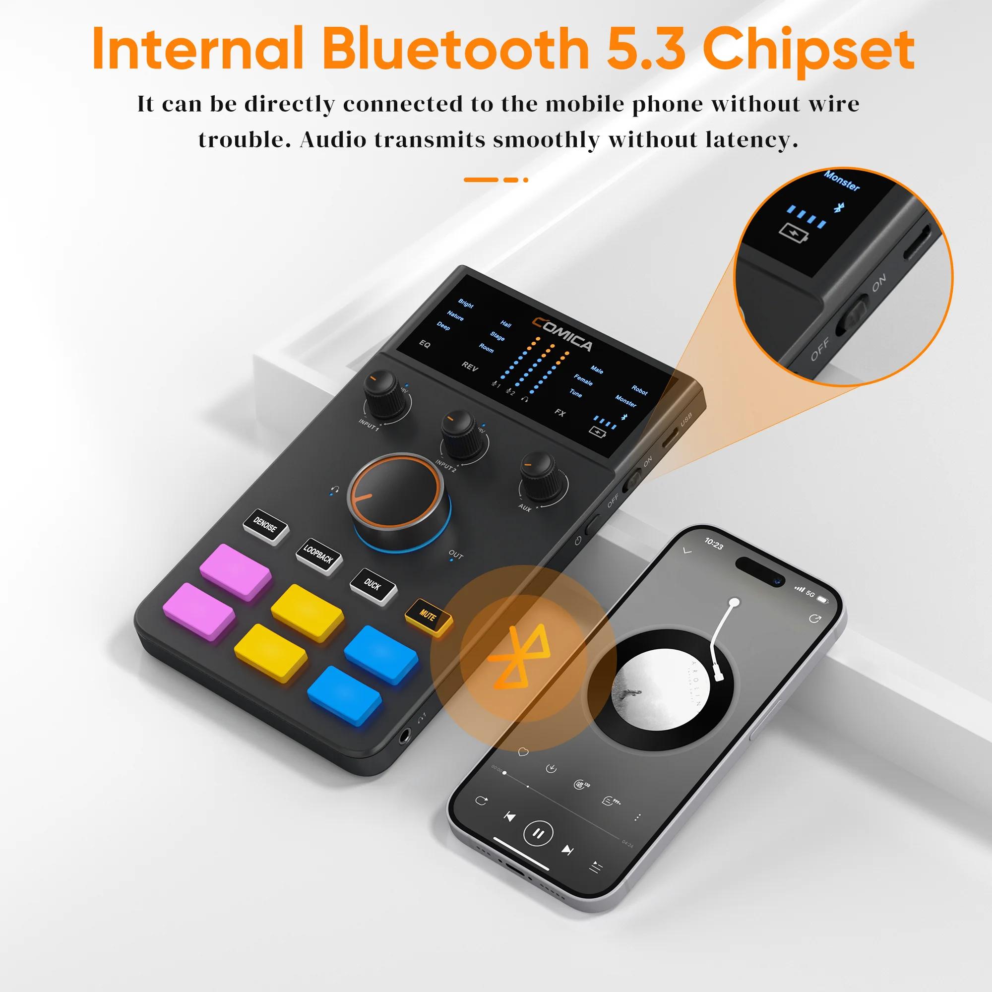 Interface audio COMICA ADCaster C1, connexion Bluetooth pour streaming/jeux/podcasting, carte son po