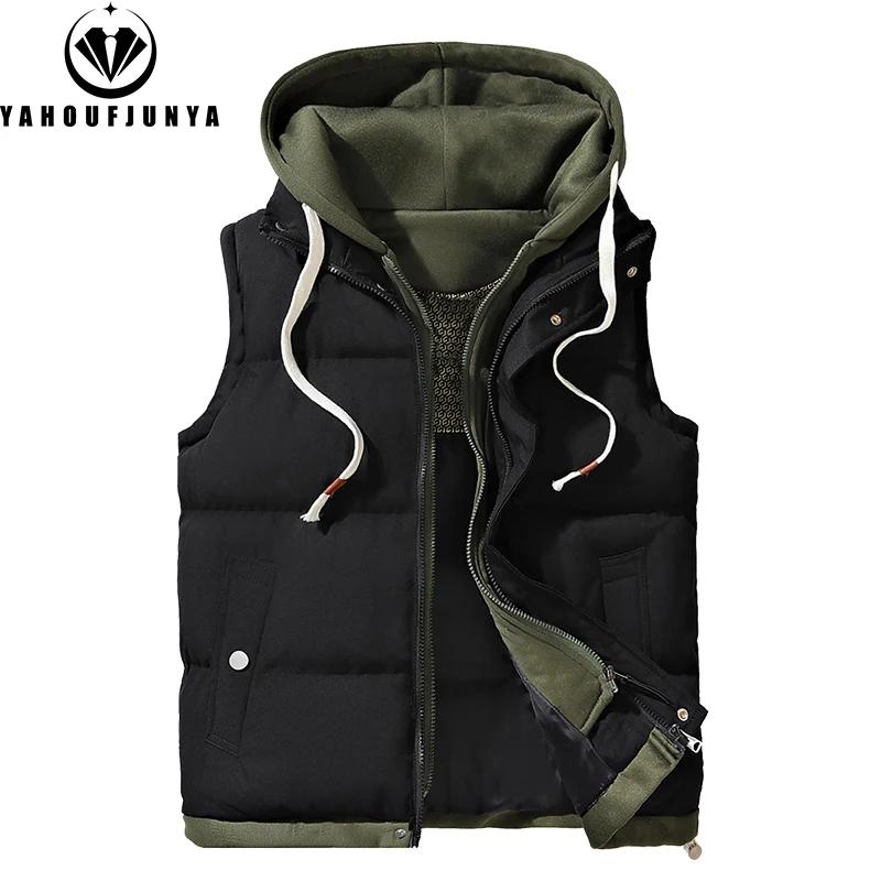 Hots automne hiver hommes en plein air coupe-vent épais chaud gilet hommes à capuche sans manches gi