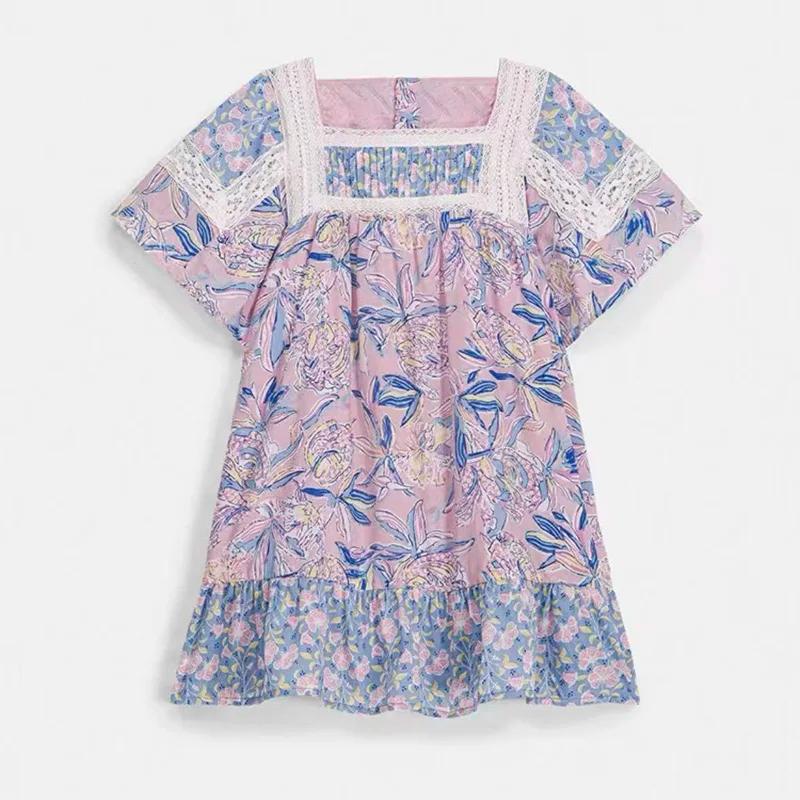 Pré-vente (expédition en mars) 2026 LM Robes d'été pour bébés filles, imprimé floral, en coton, vête