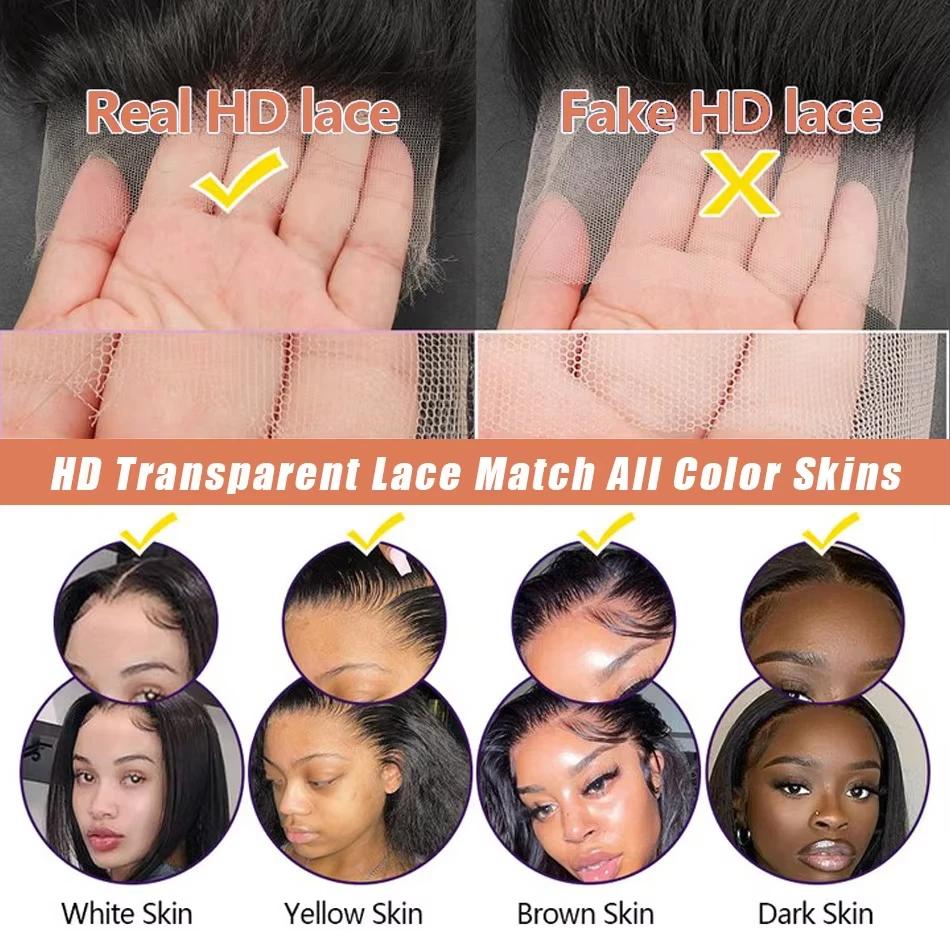 250 densité 30 40 pouces os droit 13x6 HD dentelle frontale perruques de cheveux humains 13x4 pré pl