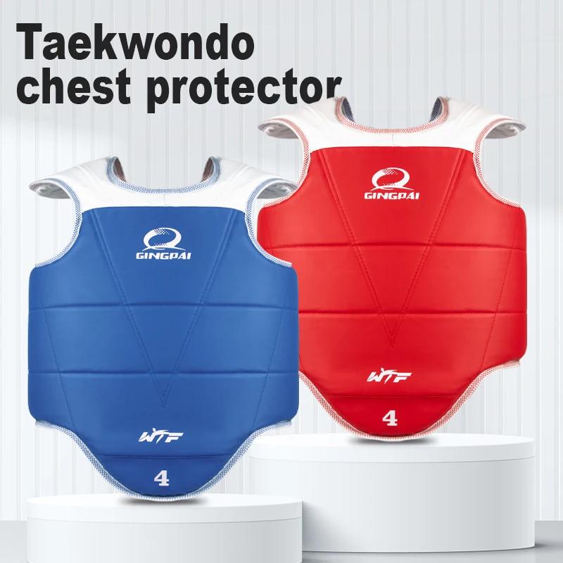 Protège-poitrine traditionnel Taekwondo enfants hommes femmes rouge bleu karaté approuvé WTF TKD