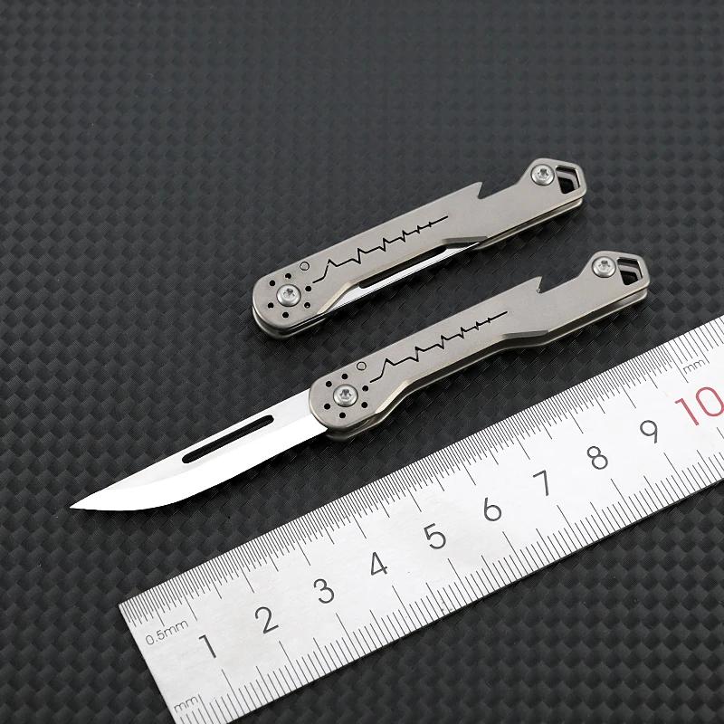 Mini couteau pliant en alliage de titane, ouvre-bouteille, porte-clés EDC pendentif cadeau couteau à