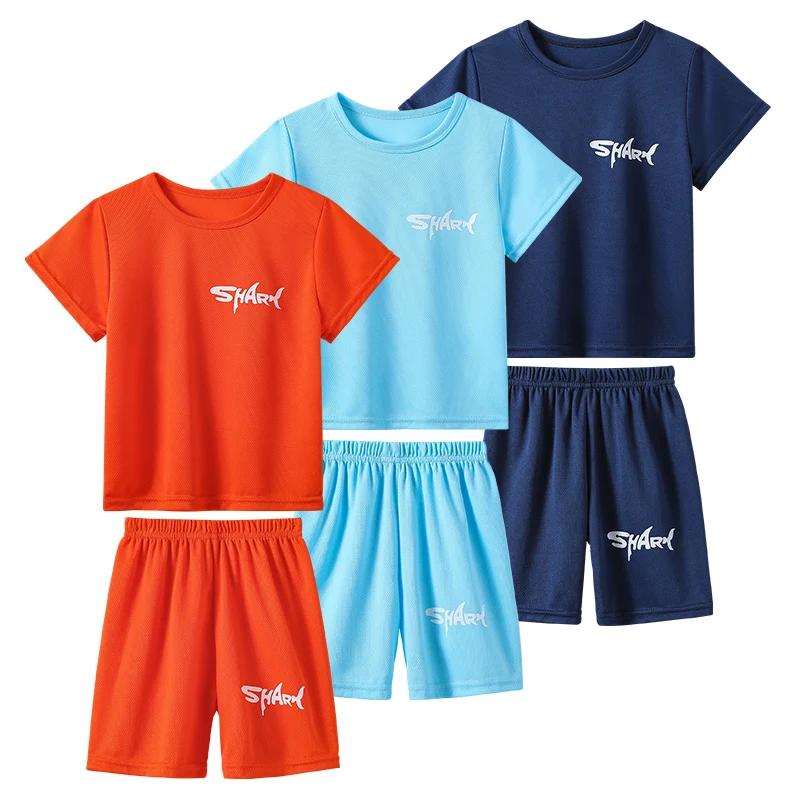 Combinaison de sport 2 pièces pour enfants, lettre d'été, séchage rapide, pour garçons et filles, T-