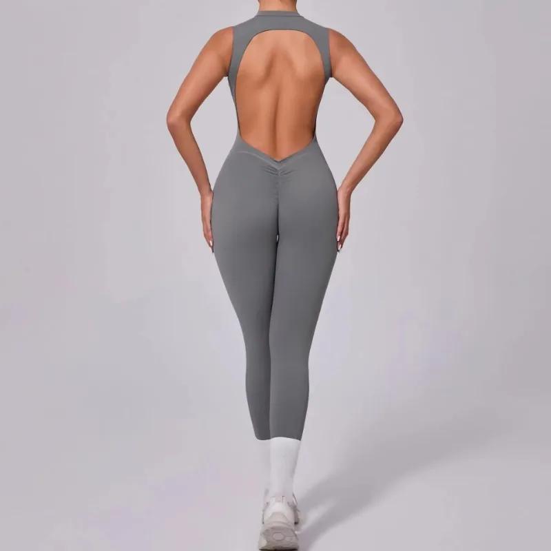 Combinaison sport haute élasticité femme - Ensemble yoga et fitness dos nu - Barboteuse sexy pour femmes actives