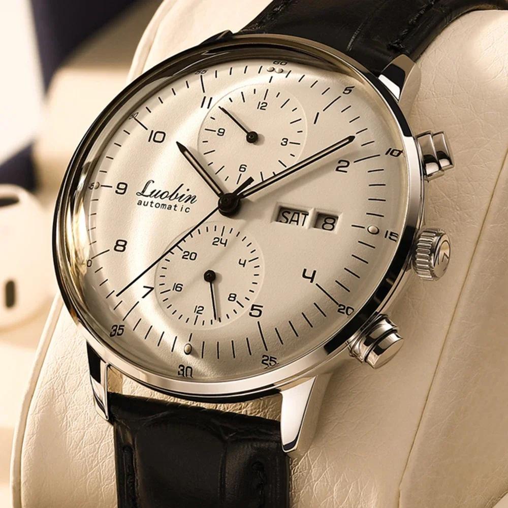 Montres mécaniques pour hommes, montre-bracelet automatique d'affaires, en acier inoxydable, lumineu