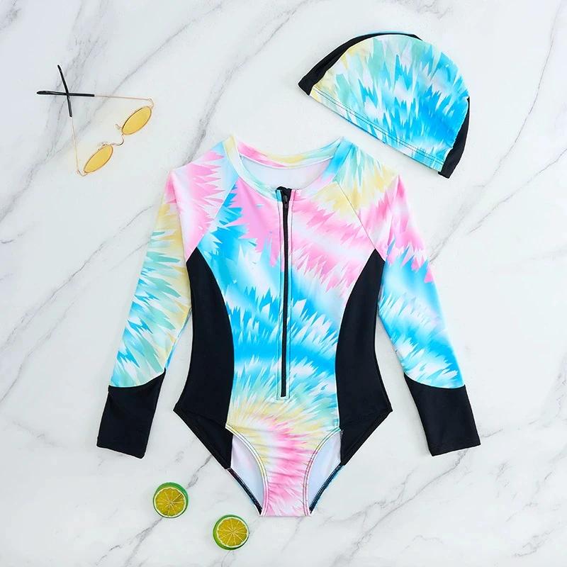 Maillot de bain une pièce à manches longues pour filles 2026 – Tenue de bain pour enfants, idéal pou