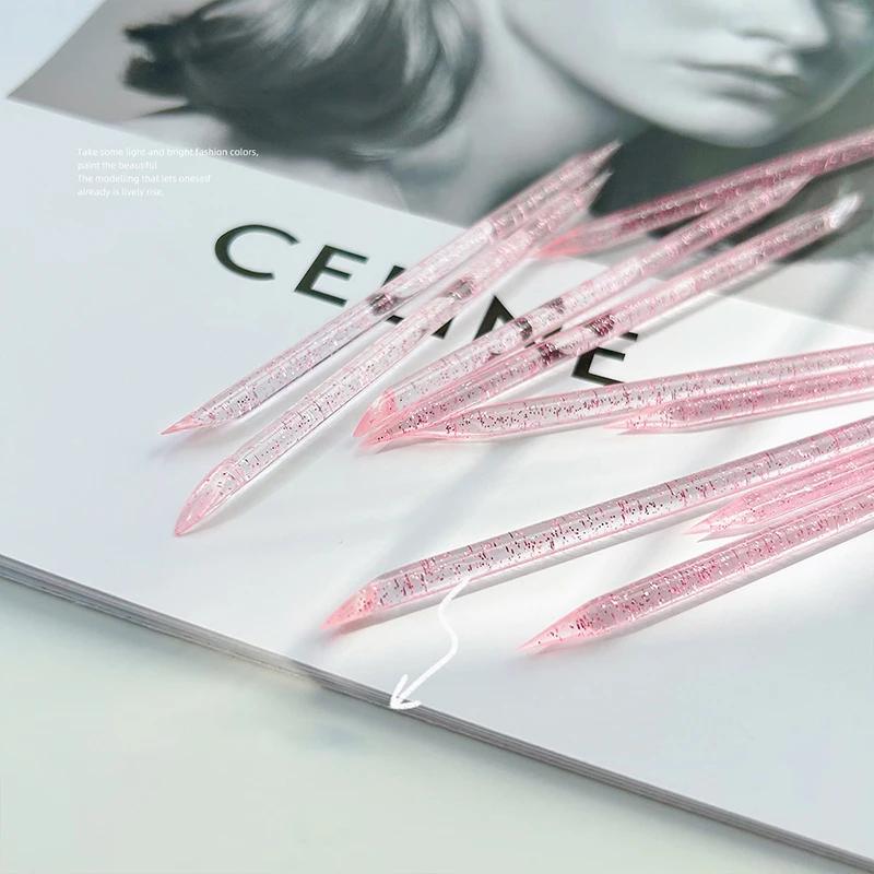 Bâton de paillettes en cristal réutilisable, Double extrémité, outil de retrait de cuticules, stylo