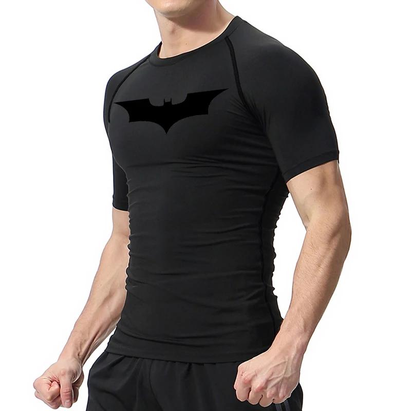 Chemises de compression imprimées chauve-souris pour hommes été manches courtes protection éruptions cutanées
