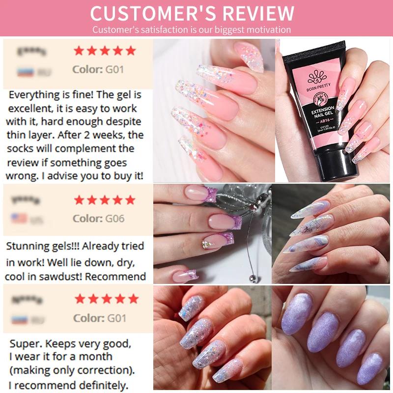 BORN PRETTY 30ml paillettes Gel acrylique Extension de doigt vernis à ongles argent rose Extension G