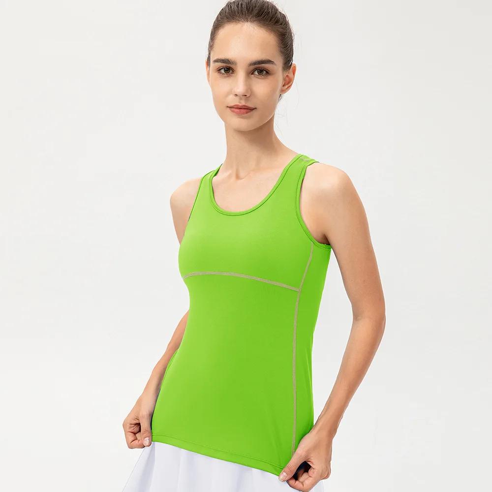 Couleur bonbon femmes vêtements de Sport d'entraînement de gymnastique gilet chemises de Yoga à séch