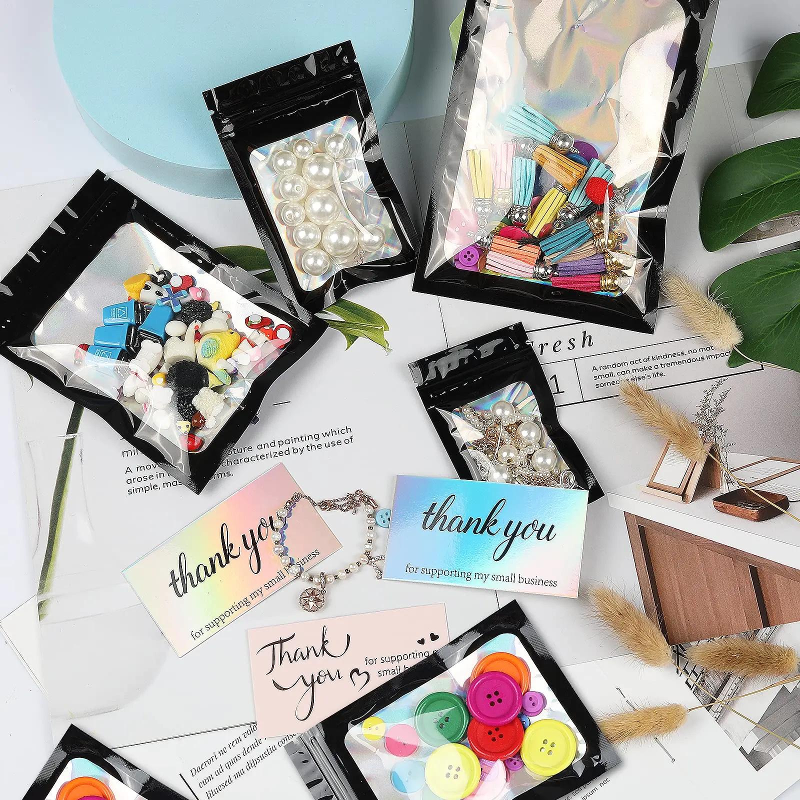 Sacs en Mylar anti-odeur, 50 pièces, sacs en plastique holographiques refermables à fermeture éclair